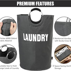 DOKEHOM 160L XX-Large Laundry Basket (7 Colors), Collapsible Laundry Bag, Foldable Laundry Hamper, Folding Washing Bin (Dark Grey, XXL)