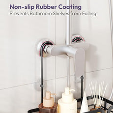 SWTYMIKI Shower Caddy Hanging Organizer - Over the Door Shower Caddy with 6 Hooks, 2 Installation Ways, Stainless Steel Rustproof Bathroom Organizer, Black