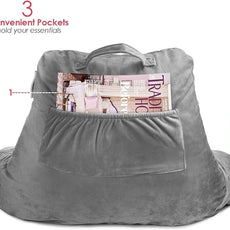 Nestl Reading Pillow with Shredded Memory Foam, Designed for Sitting Up in Bed and Couch, Back and Arms Adjustable Support for Adult & Teens Backrest Pillows for Reading, with Washable Cover Dark Grey