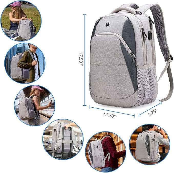 Swissdigital Design Business Laptop Backpack, College Laptops Backpack with USB Charging Port for Men and Women Fits 16 Inch Notebook, Mauve Grey | SD1670-05