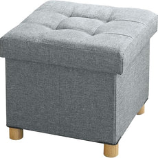 BRIAN & DANY 15 Inches Ottoman with Storage, Square Small Storage Ottoman Foot Rest with Legs, Ottomans Foot Stool for Dorm, Living Room, Entryway (Light Gray)