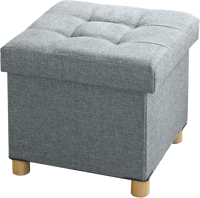 BRIAN & DANY 15 Inches Ottoman with Storage, Square Small Storage Ottoman Foot Rest with Legs, Ottomans Foot Stool for Dorm, Living Room, Entryway (Light Gray)