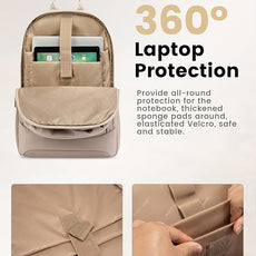 LOVEVOOK Laptop Backpack for Women, 18 Inch Travel Backpack, Large Capacity Casual Daypack, Work Computer Backpack, Travel Backpack for College, Light Beige