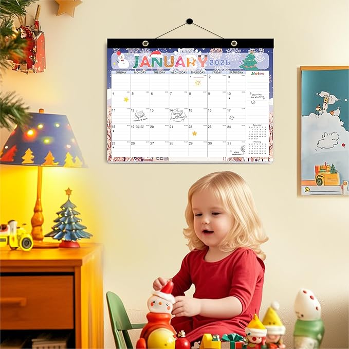 Desk Calendar 2026, Anti Ink Bleed, Plastic Cover, Ample Space, Until June 2027 with Stickers, 17" x 12" Large Seasonal Wall Calendar 2026 for Home, Office, Student & Teacher Supplies- Colorful