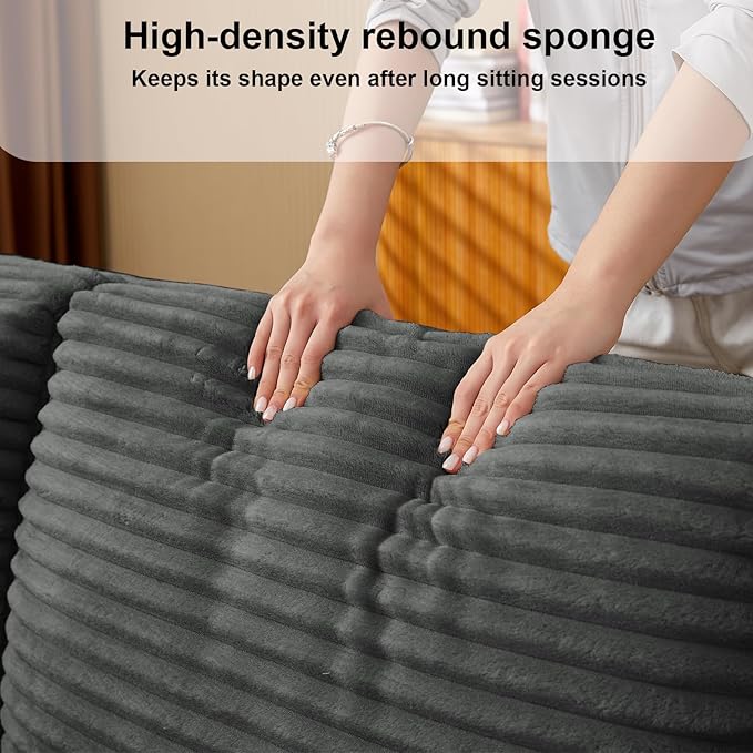 68.11" Corduroy Sleeper Chair Bed with USB Port, Cup Holders & Side Storage Pockets – 3-in-1 Foldable Sofa Bed for Guest Room, Living Room (ZY-1110-Dark Gray)