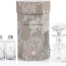 Zodax Grand Casablanca Porcelain Oil Diffuser - Home Fragrance Oil Diffuser Ideal for Living Room, Bathroom, Office - Flower Design - Gift Box Packaging Included - Versailles Tuberose - 6.76 Oz.