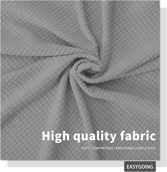 Easy-Going Stretch Bed Headboard Cover,Small Square Jacquard Headboard Slipcover, Dustproof Bed Head Cover for Bedroom (Twin,Light Gray)