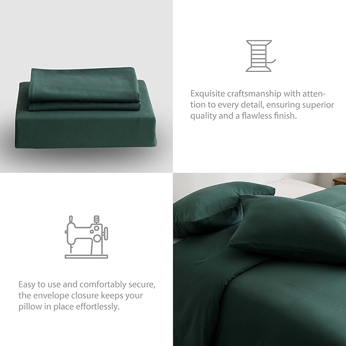 HeimenAogo Egyptian Cotton Duvet Cover Set Twin/Twin XL, Ultra Soft and Breathable Comforter Cover with Zipper Closure, High Thread Count Long Staple Cotton Blanket Cover 2Pcs, Silver Pine