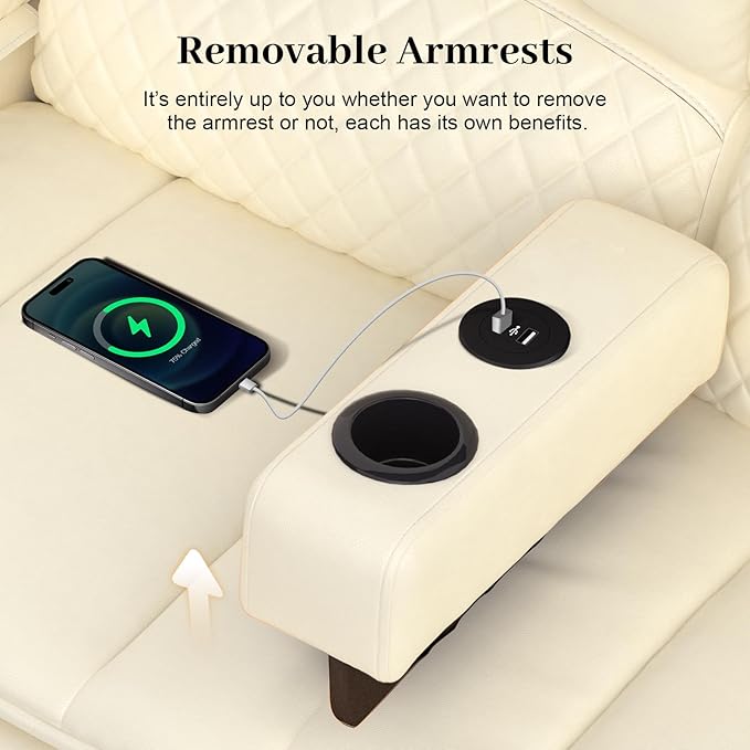 Manual Reclining Sectional Sofa Set, 6 Seats Soft Leather Recliner Corner Sectional Couch, Family-Sized L-Shaped Recliner Couch with USB Charging, Thickened Padding, Sturdy Frame, White