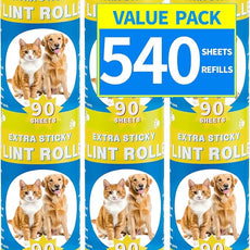 Lint Rollers Refills for Pet Hair Extra Sticky 540 Sheets Portable Pet Lint Remover for Clothes, Furniture, Carpet, Dog and Cat Hair Removal