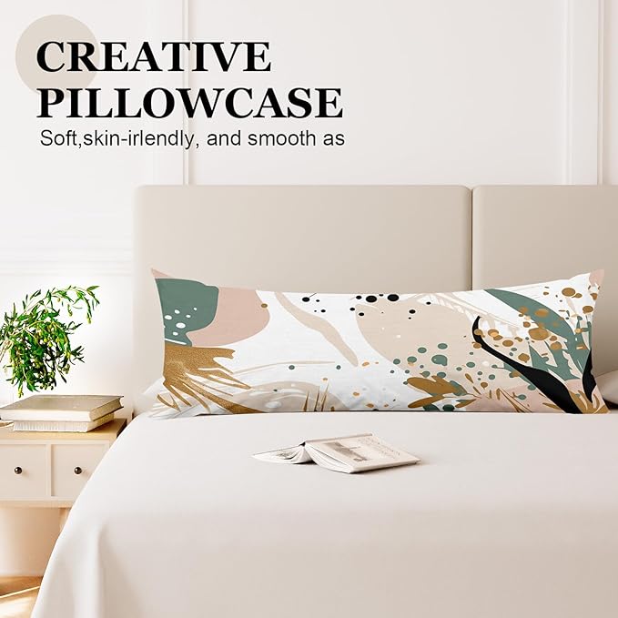 Microfiber Body Pillow Cover with Hidden Zipper,Comfortable Fabric,Floral Print Pattern Body Pillow Case,Lightweight and Breathable,The Size is 20 "X 54"(Flower-17)