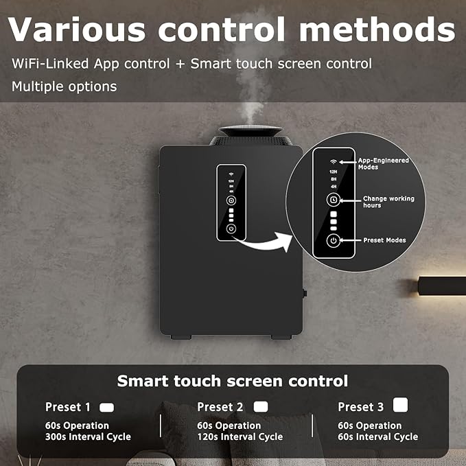 2026 Upgraded 1000ML HVAC Scent Diffuser Machine Kit, Includes 2 Premium Oils, Coverage 6000 Sq.Ft, APP WiFi Control, Waterless Cold Air Aromatherapy Essential Oil Hotel Scent Diffuser for Large Room