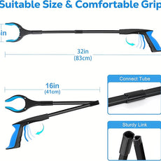 Grabber Reacher Tool - 32” Extra Long Foldable Gripper and Reaching Tool - Heavy Duty Pick Up Stick Grabbers for Seniors, Trash, Surgery Recovery Must Haves Gifts (Black Blue)