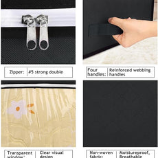 Budding Joy 90L Under Bed Storage Containers, Closet Organizers and Storage Bins, Foldable Underbed Storage Bags for Blankets, Towels, Comforter, Sweaters, Pillows, Linen Sheets, Wrapping Paper，Black