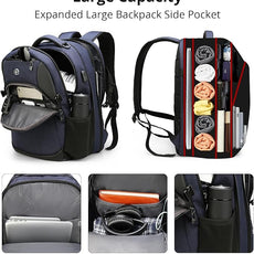 Swissdigital Design Travel Laptop Backpack for Men and Women, 35L Expandable Large Business Backpack with USB Charging Port for Fits 17 Inch Notebook, Blue | SD1671-12