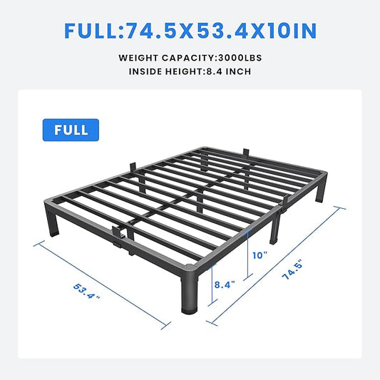 MAF 10 Inch Full Size Metal Platform Bed Frame with Round Corner Legs, 3000 LBS Heavy Duty Steel Slats Support, Noise Free, No Box Spring Needed, Easy Assembly