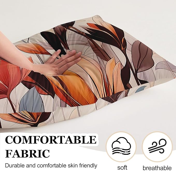 Microfiber Body Pillow Cover with Hidden Zipper,Comfortable Fabric,Floral Print Pattern Body Pillow Case,Lightweight and Breathable,The Size is 20 "X 54"(Tulip-18)