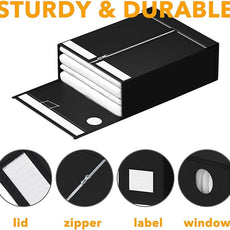 SpaceAid 9 Pack Bed Sheet Organizers and Storage, Foldable Sheet Organizer with Window for Linen Closet, Set Folder Keeper for Queen & King Size Bedding Storage (Black)