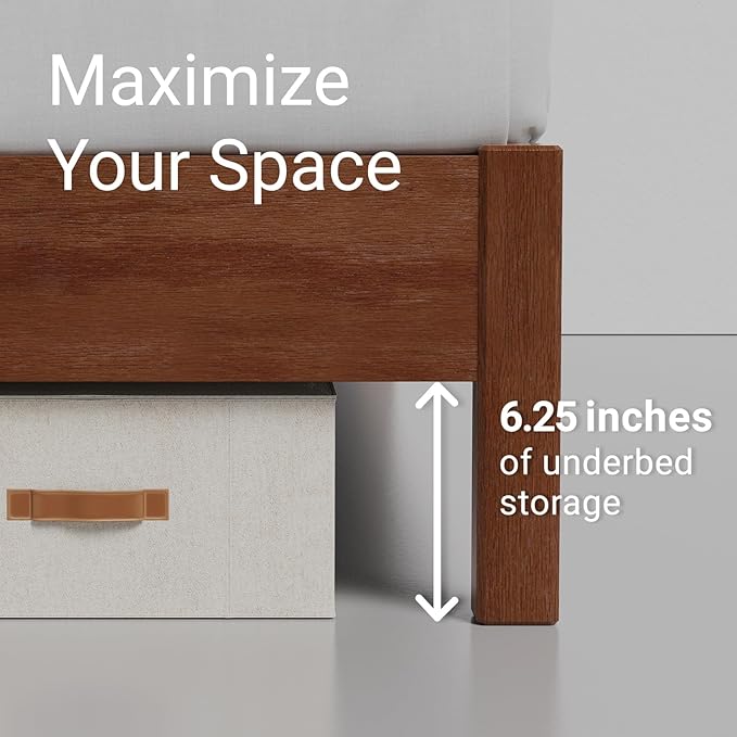 LIFEMENT Full Signature Wood Platform Bed Frame Cherry, Noise-Free, Under Bed Storage, No Box Spring Needed, Easy Assembly