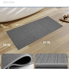 PADOOR Non-Slip Bath-Mats, Rubber-Backing Braided Absorbent Bath Mat Machine Washable Thin Bath Rugs Fit Under Door Quick Dry, 24x47 Grey
