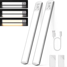 Joyzy 2 Pack Rechargeable Under Cabinet Lighting Battery Operated Closet Light,92 LED Motion Sensor Indoor, Dimmable Kicthen Counter Lights, Wireless Sink Lighting Lamp Shelf Stove Hallway