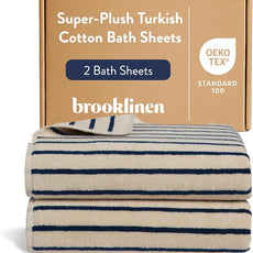 Brooklinen Super-Plush Turkish Cotton Bath Sheets - Set of 2 - Cotton, 820 GSM, Highly Absorbent, Machine Washable, Perfect for Home & Bathroom (40