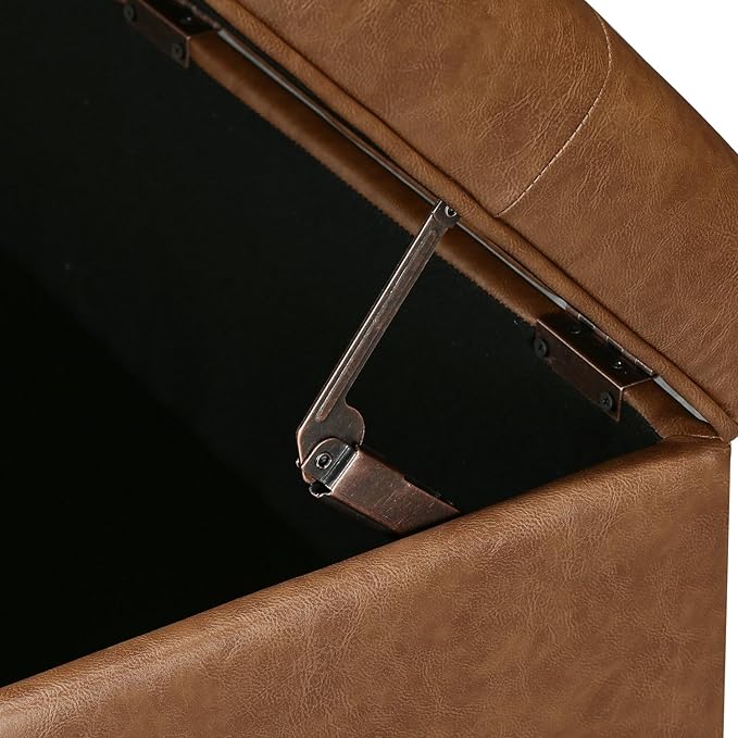 Joveco Rectangular Lift Top Storage Ottoman Bench, Faux Leather Storage Bench for Living Room Entryway Bedroom, Ochre Yellow