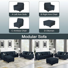 Legend Vansen Modular Sectional Sofa U Shaped Couch with Ottoman Modern Reversible Corner Sectional Couch for Living Room (Charcoal, 2+3 with Ottoman)