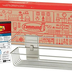 Command Shower Caddy Satin Nickel with Water Resistant Command Strips, Bathroom Organizer, Holds up to 6.5 lbs