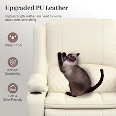 3 Seater Recliner Sofa Set with 2-Tier Cushion, 3+1+1 Pieces in Living Room, 3 Seater Reclining Couch Leather with Removable Console, 2 Oversize Recliner Chair Sofa Seat