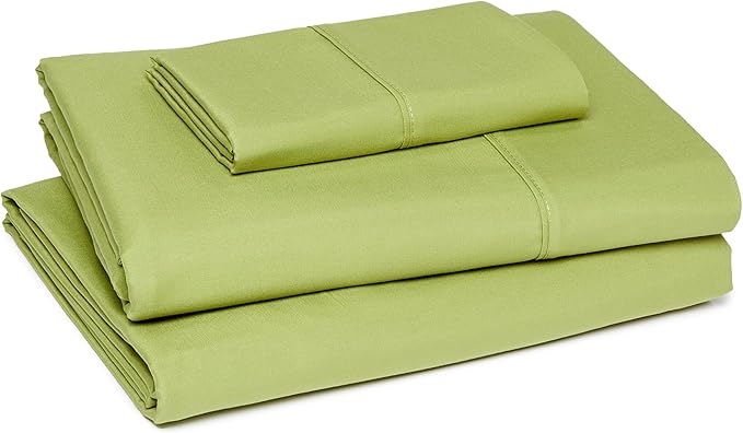 Amazon Basics Lightweight Super Soft Easy Care Wrinkle Free Microfiber 3 Piece Bed Sheet Set with 14-Inch Deep Pockets, Twin, Oliver Light, Solid, Kids, Men & Women Bedding AmazonBasics