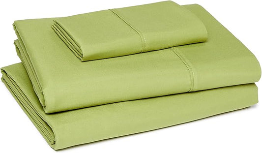 Amazon Basics Lightweight Super Soft Easy Care Wrinkle Free Microfiber 3 Piece Bed Sheet Set with 14-Inch Deep Pockets, Twin, Oliver Light, Solid, Kids, Men & Women Bedding AmazonBasics