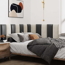 IFNOW Wall Mounted Upholstered Headboard Queen, 3D Peel and Stick Soundproof Panels, Reusable and Removable Padded Leather Bed Headboard, 9 Panels 9.84