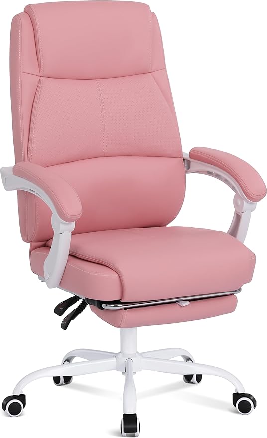 Misolant Big and Tall Office Chair with Footrest, High Back Desk Chair with Linkage Armrest, 90-155° Recline Executive Computer Chairs with Adjustable Height for Home