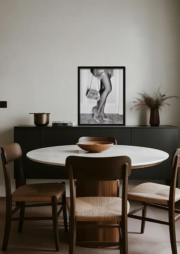 Luxury Lady Posters Canvas Art Wall Decor Trendy Black And White Wall Art Retro Girl Room Prints Beautiful Chic Woman Picture For Bedroom Office living room Bathroom Wall Decor 16" × 20" With Framed