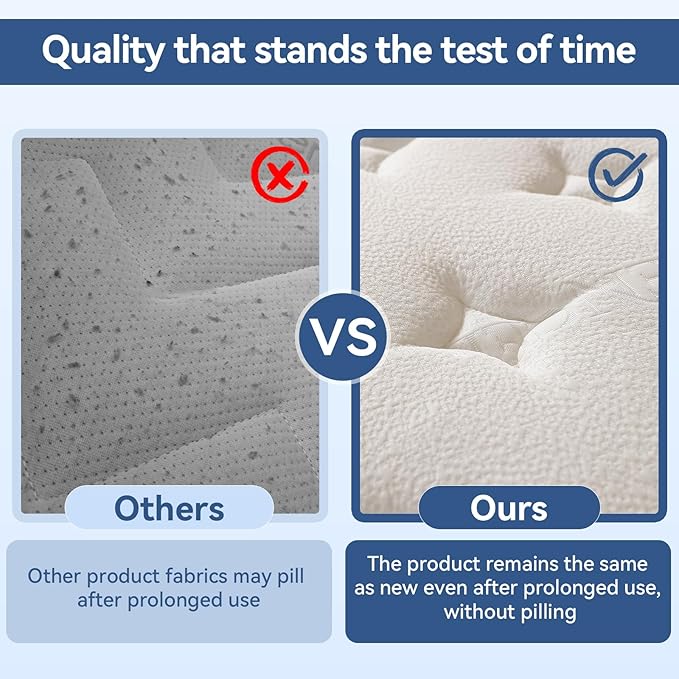 14 Inch Queen Size Mattress in a Box, Medium Firm Hybrid Mattresses for Back Sleepers & Couples, 800+ Pocket Springs & 3" Cooling Foam for Motion Isolation & Spine Support, CertiPUR-US