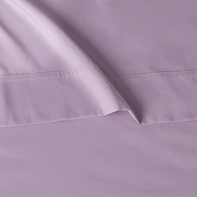 Amazon Basics Lightweight Super Soft Easy Care Wrinkle Free Microfiber 3 Piece Bed Sheet Set with 14-Inch Deep Pockets, Twin, Frosted Lavender, Solid, Kids, Men & Women Bedding (Pack of 4) AmazonBasics