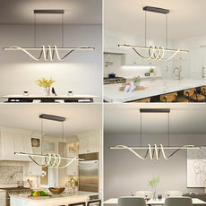 Modern Ceiling Chandelier, 57in Pendant Lights Dimmable with Remote Control 3000k-6000K Adjustable Color Temperature, Aluminum Island Lighting Lamp Fixture for Kitchen, Dining Room