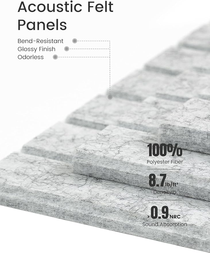 Felt Bulletin Board Tiles -28"x18" with 40 Adhesive Tabs, Cork Board Alternative for Office Decor, Push Pin Board Wall Organizer 6-Pack?Marble Gray?