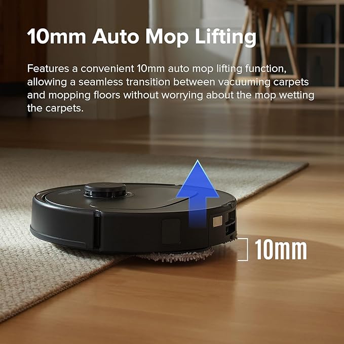roborock Qrevo S Robot Vacuum and Mop, Self-Drying, Auto Mop Washing, 7000Pa Suction, Self-Emptying & Refilling, 10mm Mop Lifting, Black (Renewed)