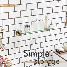 KOKOSIRI Wall Shelves Bathroom Hardware Glass Floating Shelf 20-Inch for Bedroom, Living Room, Kitchen, Hanging Rack Champagne Bronze B1105CPG-L20