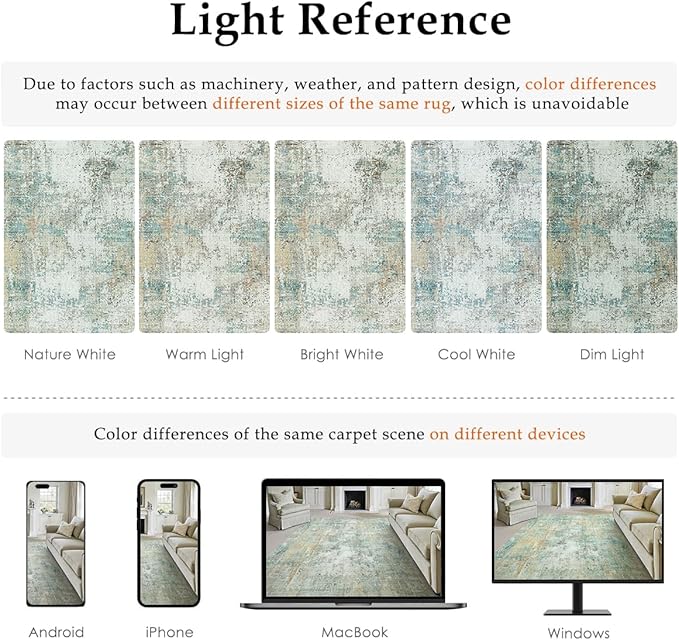 12x15 Area Rug Teal Beige Abstract Living Room Bedroom Washable Carpet Neutral Modern Non-Slip Soft Low Pile Lightweight Vacuumable Large Throw Rug for Dining Room