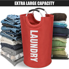 DOKEHOM 125L X-Large Collapsible Washing Laundry Basket Bag (7 Colors) for Bedroom, Fabric (Red, XL)