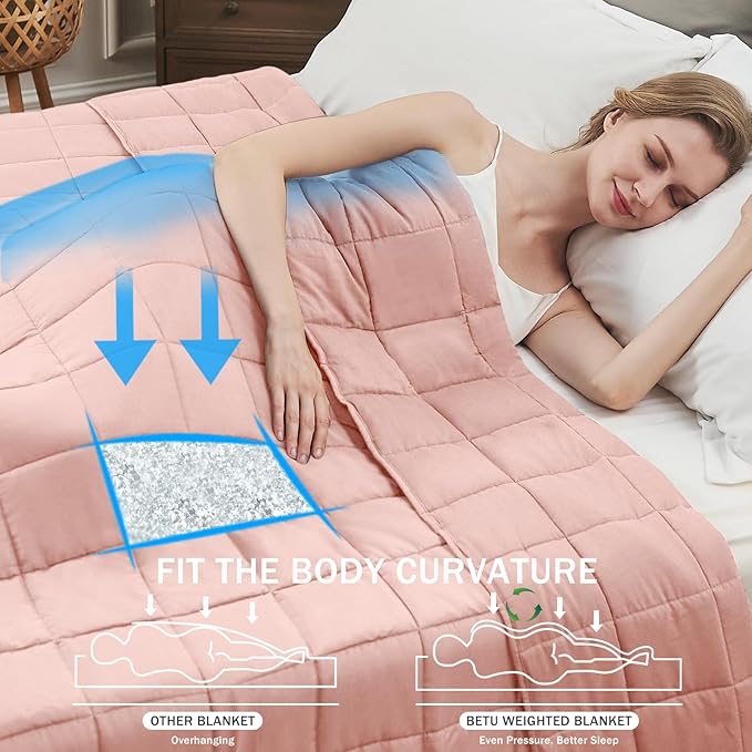 Pink Weighted Blanket for Adults 12lbs, 48"x72", Twin Full Size Cooling Heavy Throw Blanket for 110-130lbs, Microfiber Soft Thick Big Blankets Weighted Comforter Gift for Sleeping