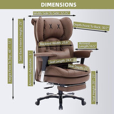 Efomao Big and Tall Office Chair with Footrest – High Back Computer Chair with Adjustable Armrests，Executive Office Chair with Wide Seat, Modern Desk Chair for Home Office, Gaming, or Study, Brown