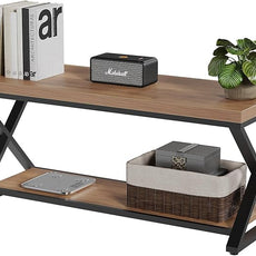 IBF Wood Bench Indoor, Industrial entryway Bench with Shoe Storage for Living Dining Room, Farmhouse Wooden Metal Entry Way Foyer Benches Seat for Bedroom Entryway, Rustic Oak, 39 Inch Long