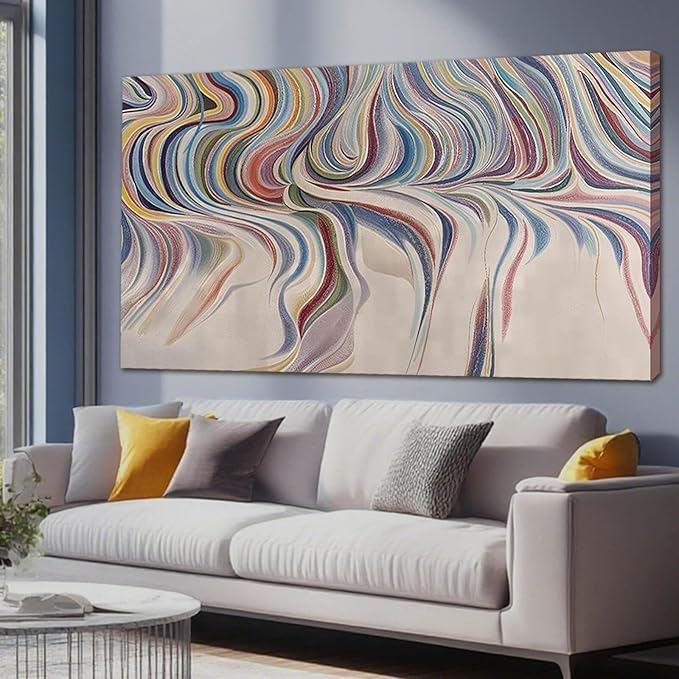 YETHEN WAL Rainbow Swirl Wall Art Colorful Abstract Canvas Prints Modern Fluid Artwork for Living Room Bedroom Office Decor 24x48 Inch