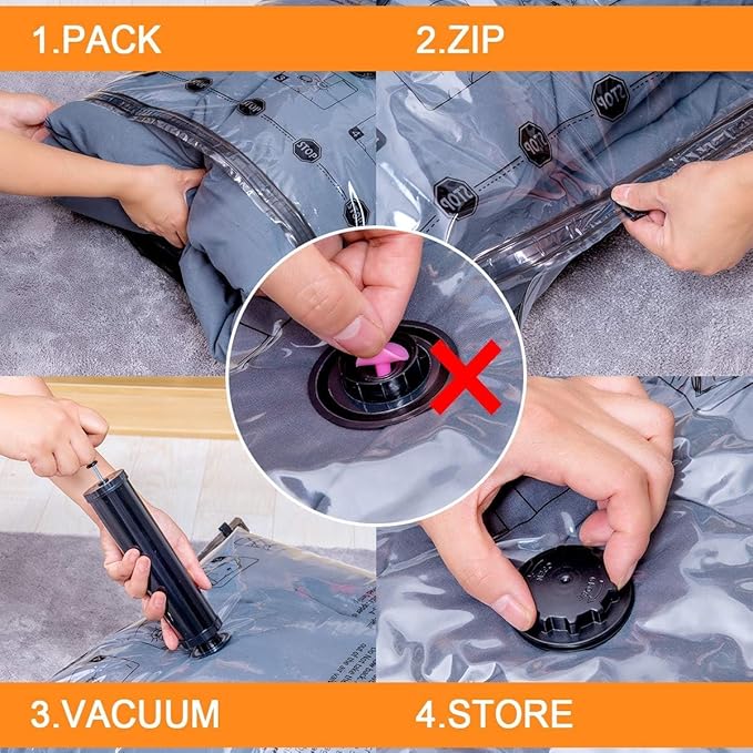 20 Pack Vacuum Storage Bags (4 Jumbo, 4 Large, 4 Medium, 4 Small, 4 Roll Up), Space Saver Sealer Compression Bags for Blankets, Comforters, Pillows, Clothes Storage