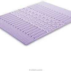 LUCID Lavender Infused 2 Inch Memory Foam Mattress Topper with 5 Zones – Twin Size – Plush Feel – CertiPUR Certified – Dorm Room Essentials