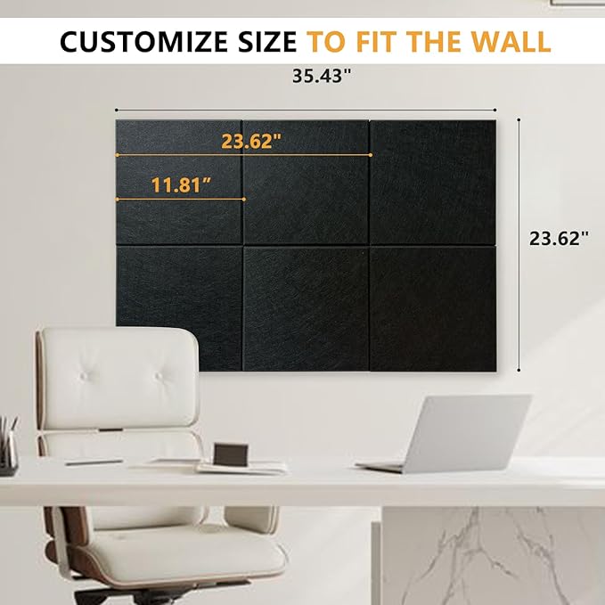 Thick Cork Board Tiles for Wall with Push Pins, 36"x24"x0.47" Bulletin Board Sets, Self-Adhesive Pin Board | Magrowill 6 Packs Felt Panels for Office Home Classroom Dorm